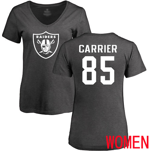 Oakland Raiders Ash Women Derek Carrier One Color NFL Football #85 T Shirt